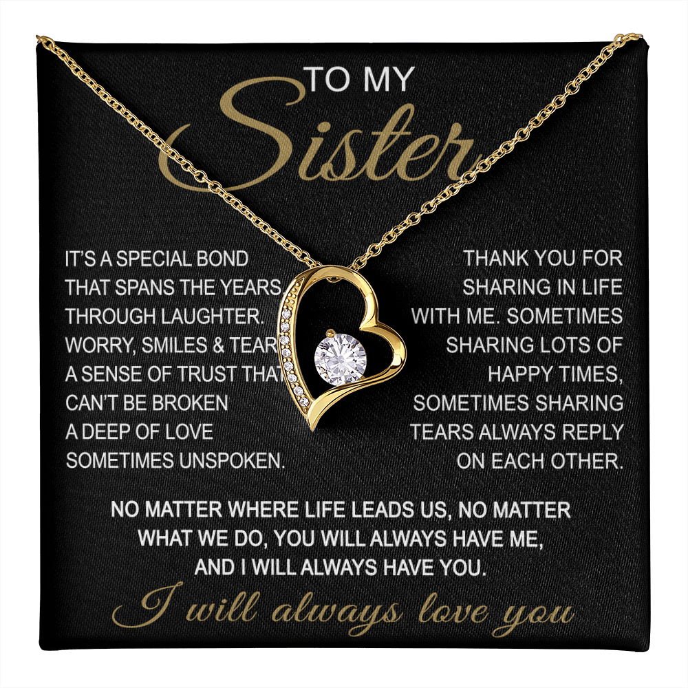 To My Sister Forever Love Necklace Sister Gifts With Heartfelt Message, Sister Gifts From Sister Brother For Birthday