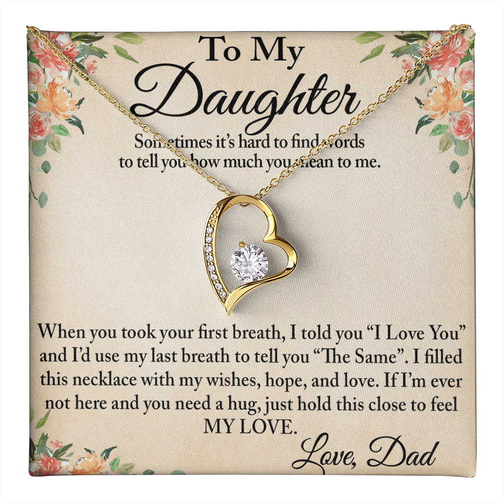 To My Daughter Unique Gift From Dad Forever Love Heart Necklace for Little Girl (134218942827)