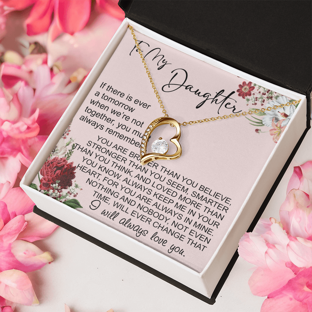 To My Daughter Gift from Dad Mom, Mother In Law, Father In Law - Forever Love Heart Necklace For Little Girl