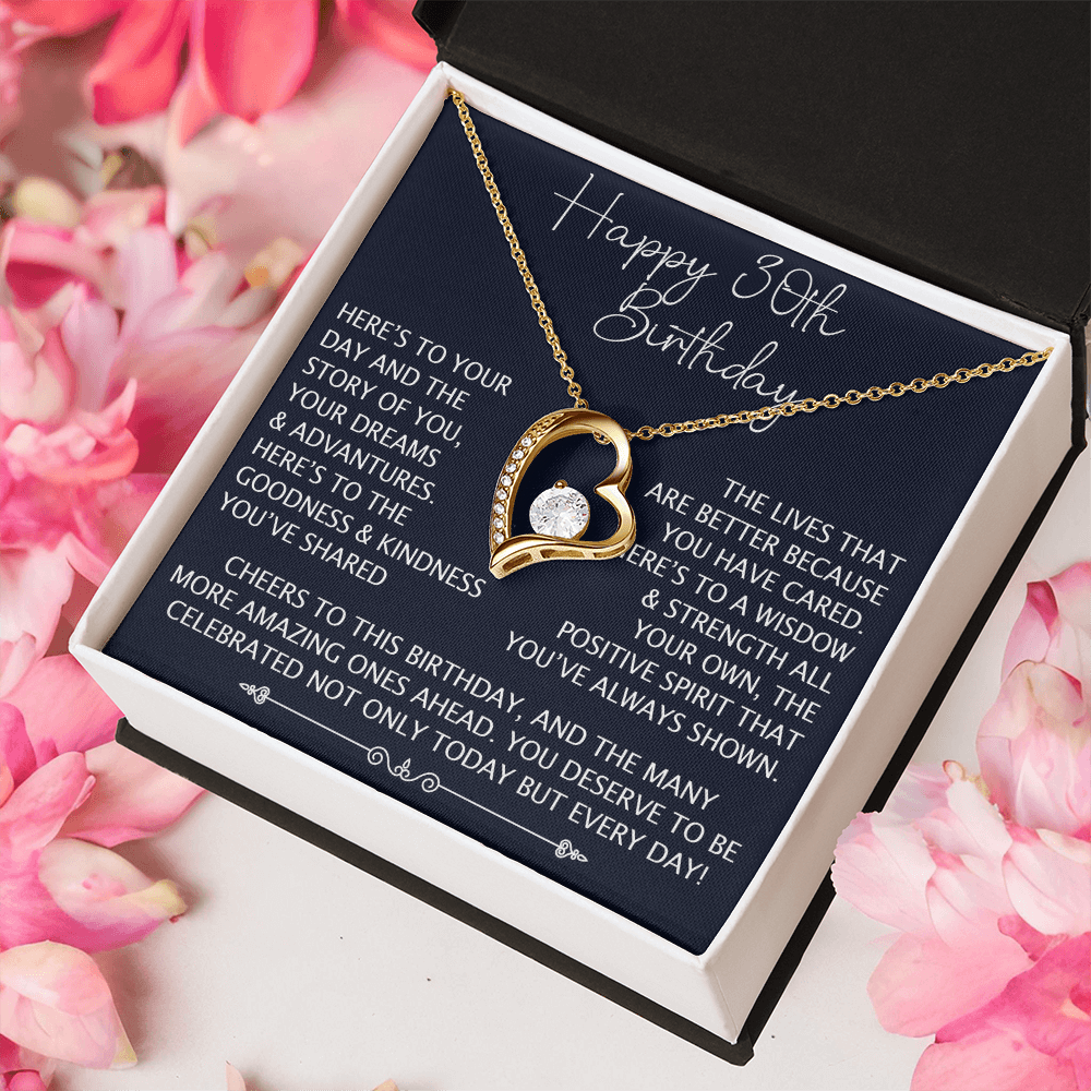 30th Birthday Gift for Her, Forever Love Heart Necklace, 30th Birthday Jewelry, Turning 30 Keepsake Gift for
