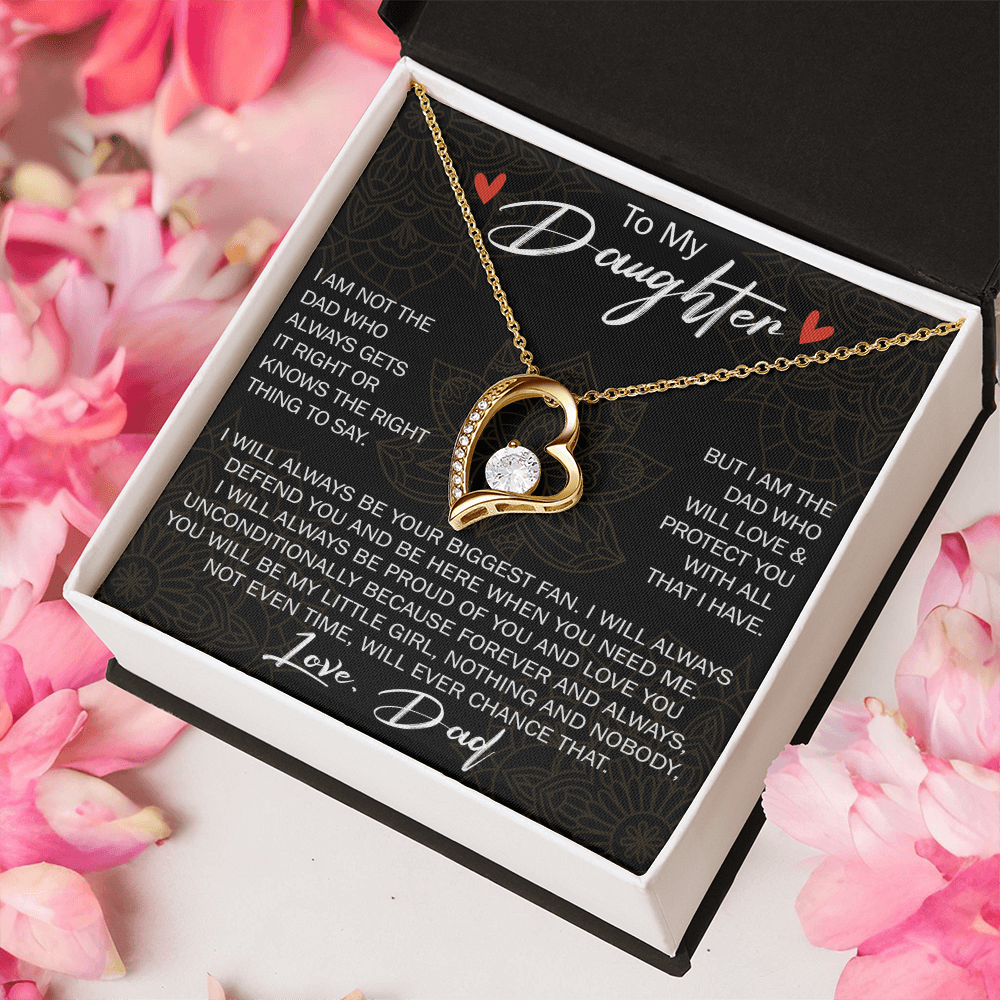 To My Daughter Forever Love Necklace Gift - Family Matching Jewelry for Birthday Back to School, Christmas Eve from Dad Papa, Father