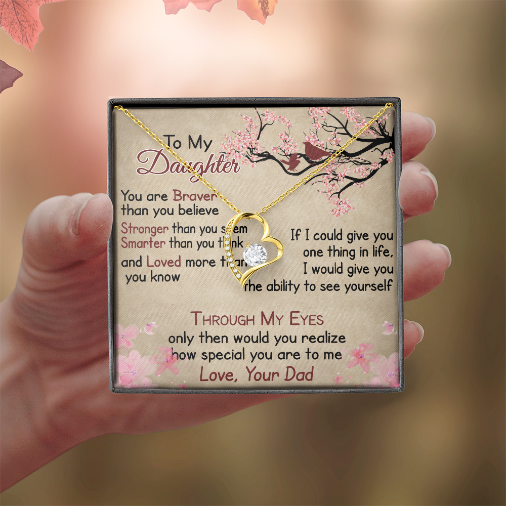 To My Daughter Gift from Dad - Forever Love Necklace for Your Princess, Little Girl Present
