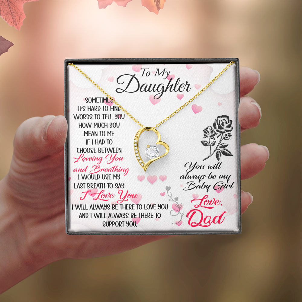Proud Dad to Daughter Forever Love Necklace Gift for Birthday, Christmas, Back to School, Wedding or any Special Occasions. Best Gift from Father