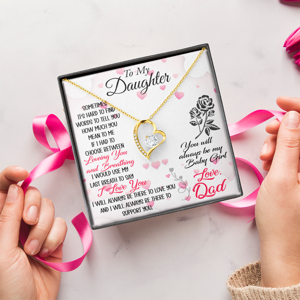 Proud Dad to Daughter Forever Love Necklace Gift for Birthday, Christmas, Back to School, Wedding or any Special Occasions. Best Gift from Father