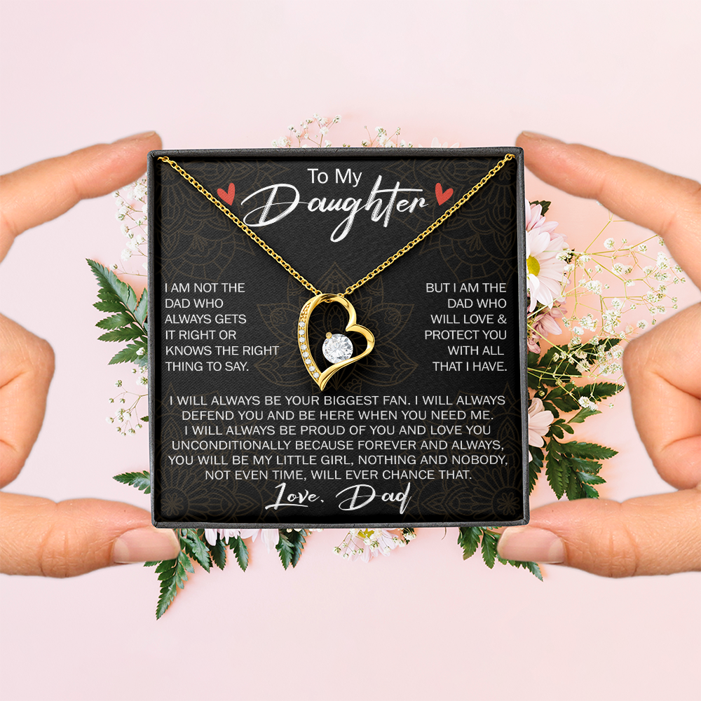 To My Daughter Forever Love Necklace Gift - Family Matching Jewelry for Birthday Back to School, Christmas Eve from Dad Papa, Father