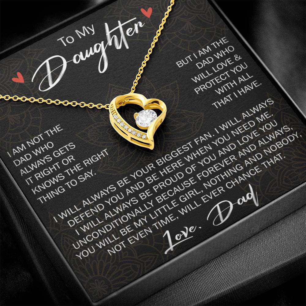 To My Daughter Gift from Dad - Forever Love Necklace for Your Princess, Little Girl Present - Birthday Gift