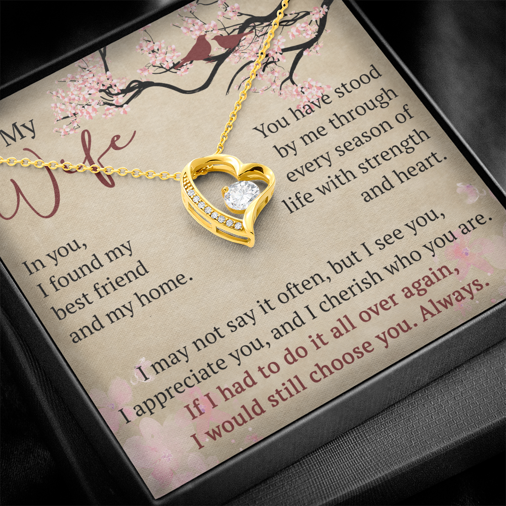 Wife Necklace Anniversary Gift Birthday Present For Her, Forever Love Necklace Romantic Keepsake from Husband