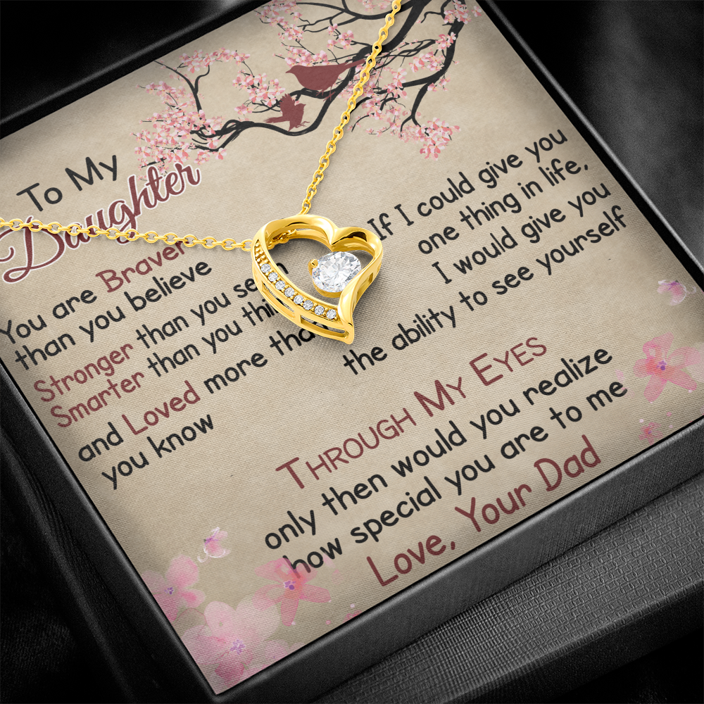 To My Daughter Gift from Dad - Forever Love Necklace for Your Princess, Little Girl Present