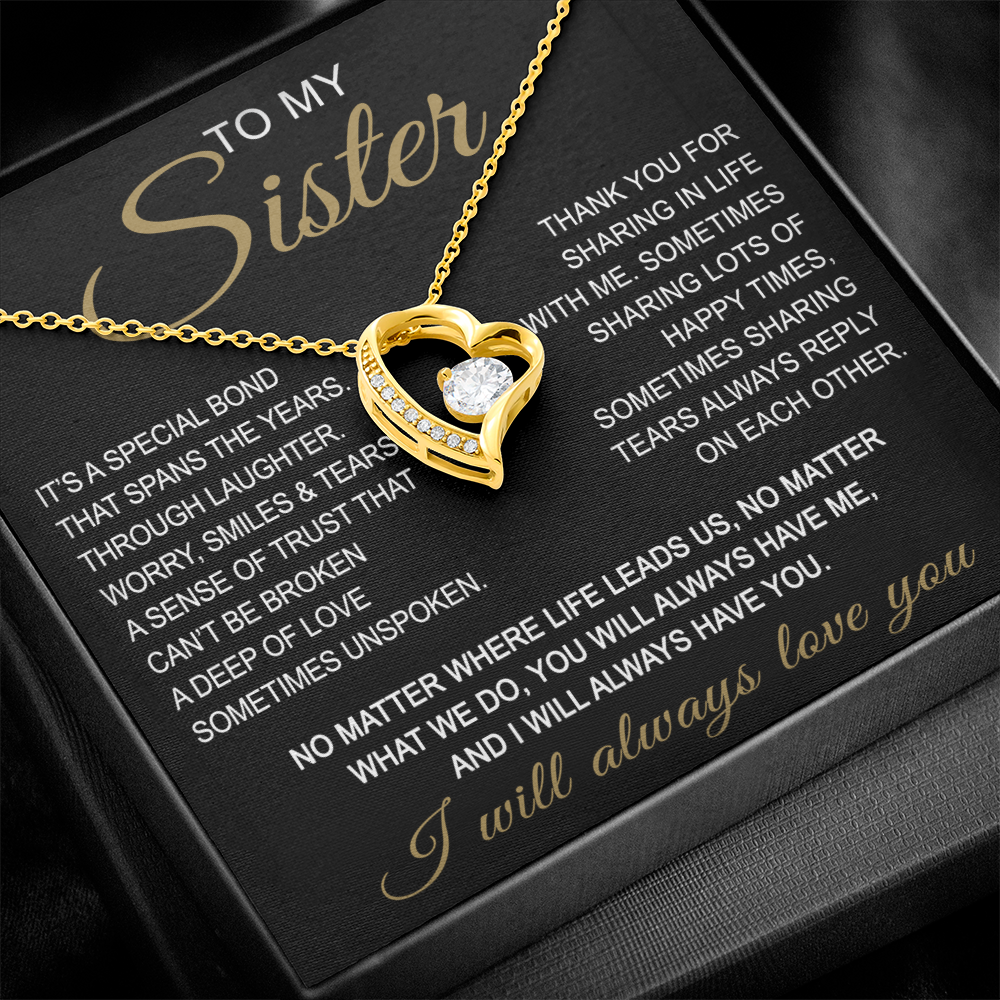 To My Sister Forever Love Necklace Sister Gifts With Heartfelt Message, Sister Gifts From Sister Brother For Birthday