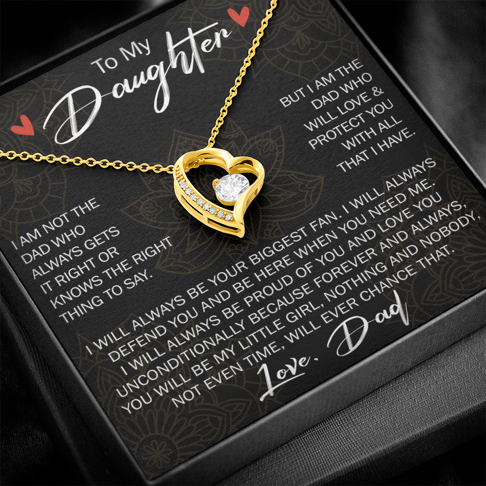 To My Daughter Forever Love Necklace Gift - Family Matching Jewelry for Birthday Back to School, Christmas Eve from Dad Papa, Father