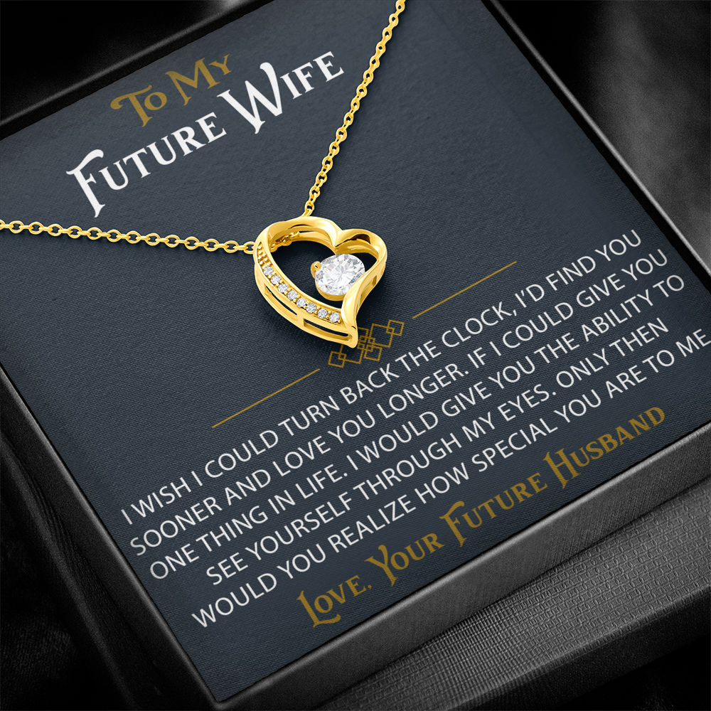 To My Future Wife Forever Love Heart Pendant Necklace Sentimental Gift for Bride (133562991407)