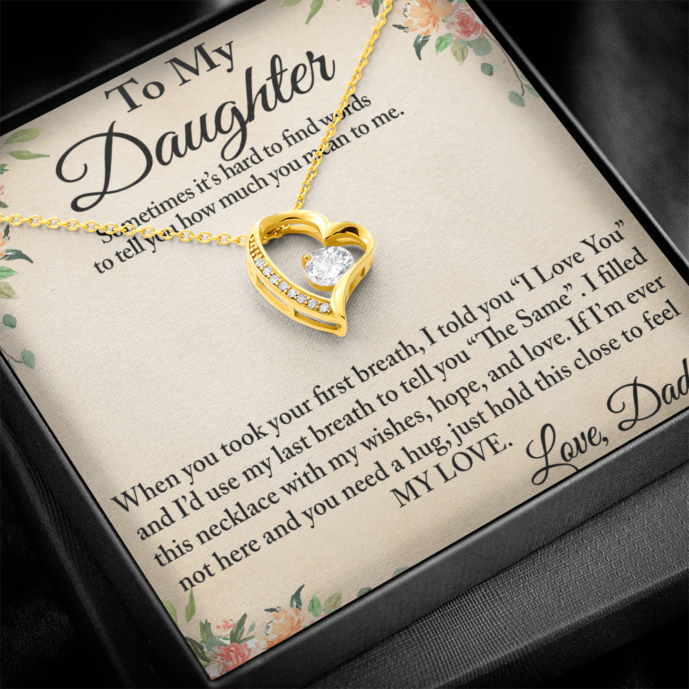 To My Daughter Unique Gift From Dad Forever Love Heart Necklace for Little Girl (134218942827)