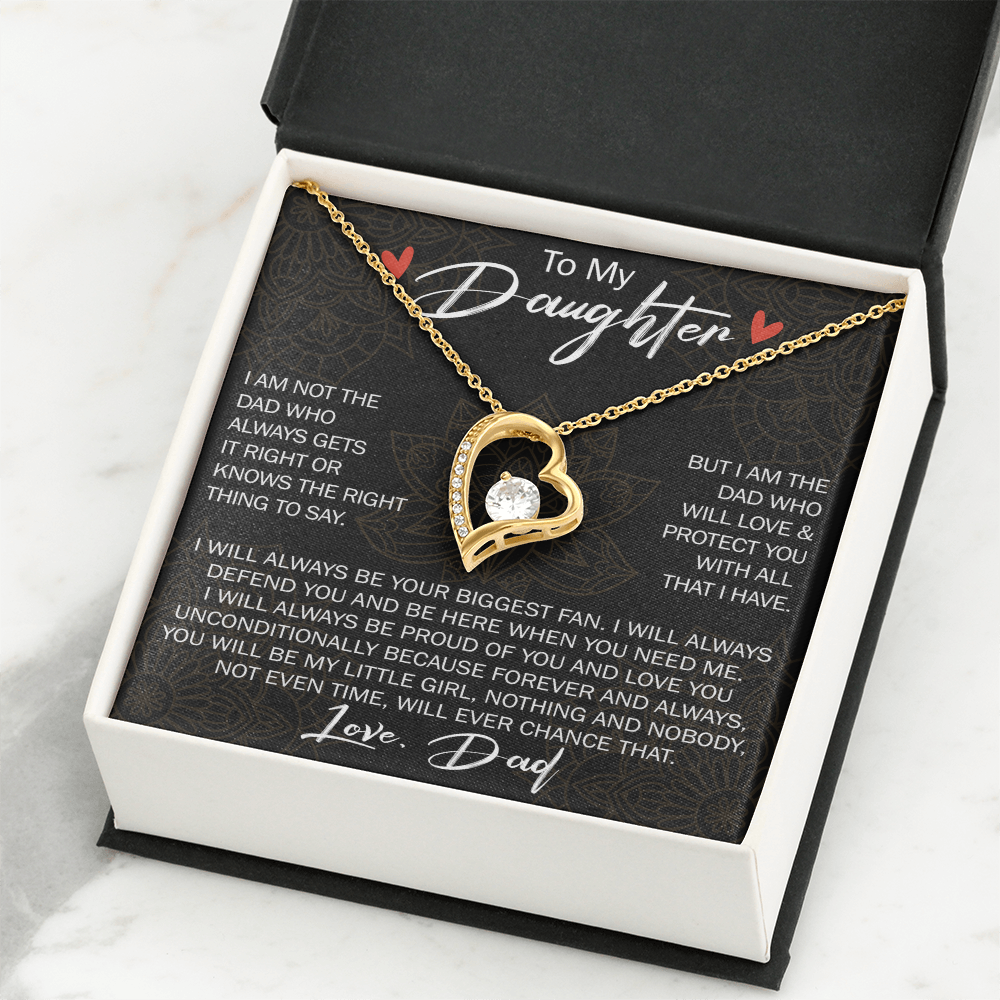 To My Daughter Forever Love Necklace Gift - Family Matching Jewelry for Birthday Back to School, Christmas Eve from Dad Papa, Father