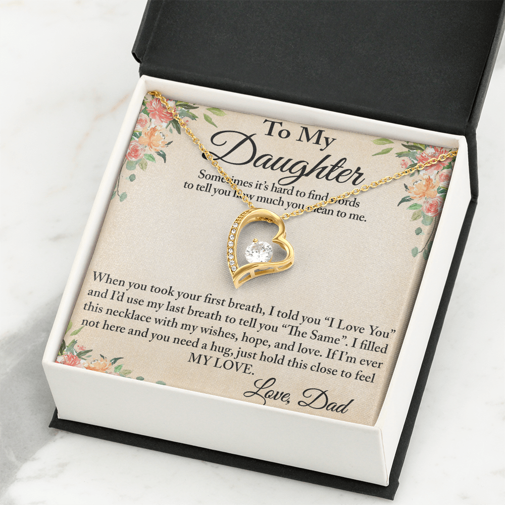 To My Daughter Unique Gift From Dad Forever Love Heart Necklace for Little Girl (134218942827)