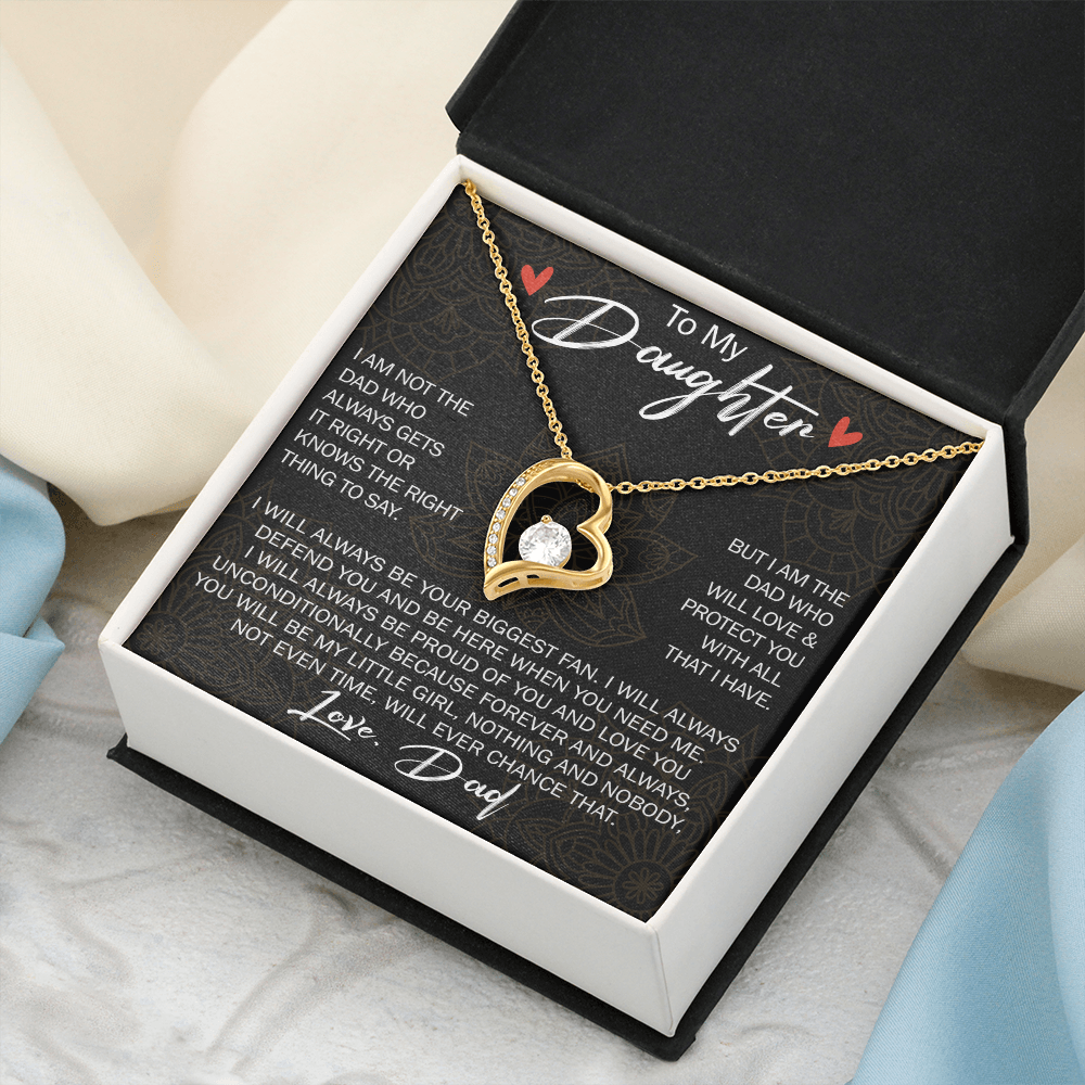 To My Daughter Forever Love Necklace Gift - Family Matching Jewelry for Birthday Back to School, Christmas Eve from Dad Papa, Father
