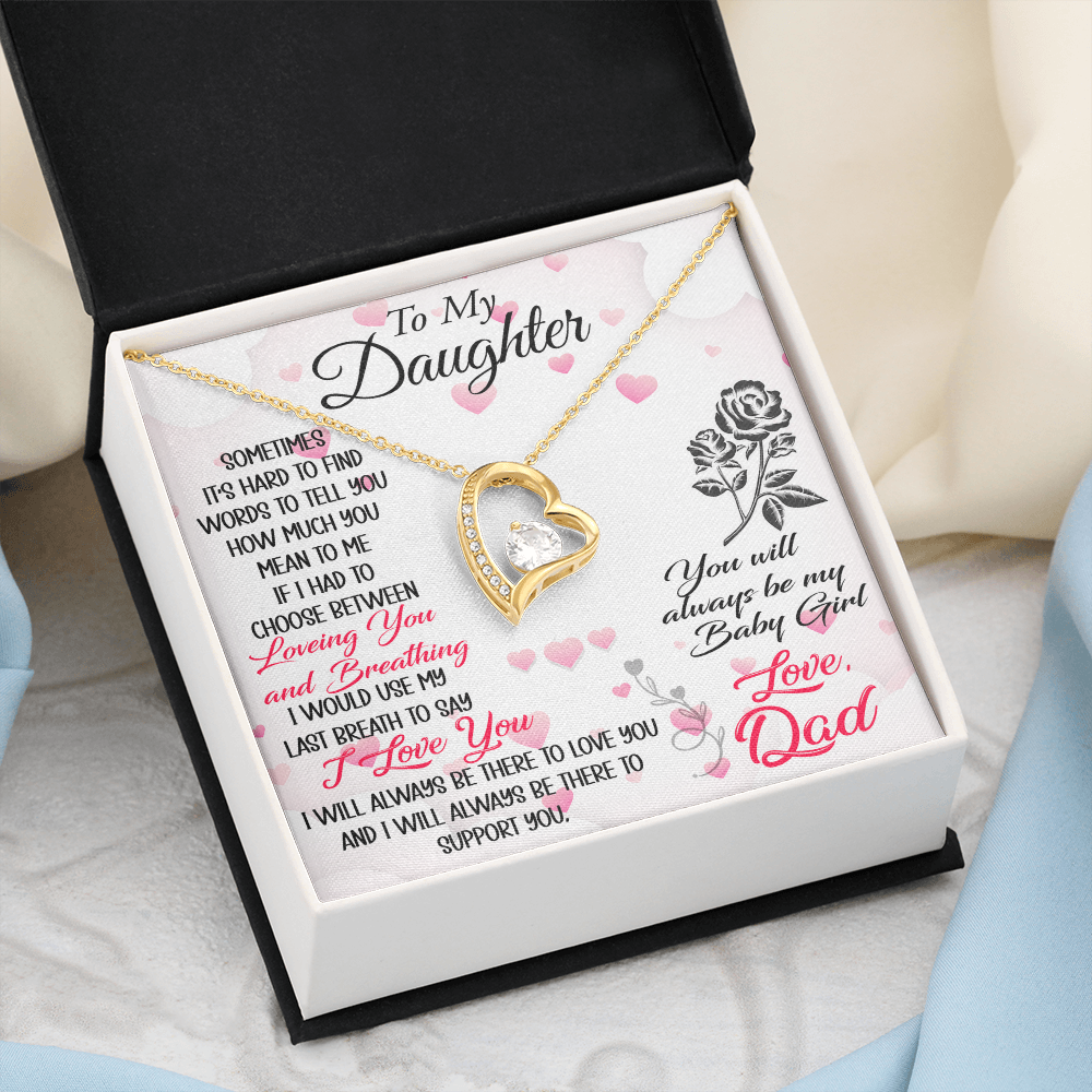 Proud Dad to Daughter Forever Love Necklace Gift for Birthday, Christmas, Back to School, Wedding or any Special Occasions. Best Gift from Father