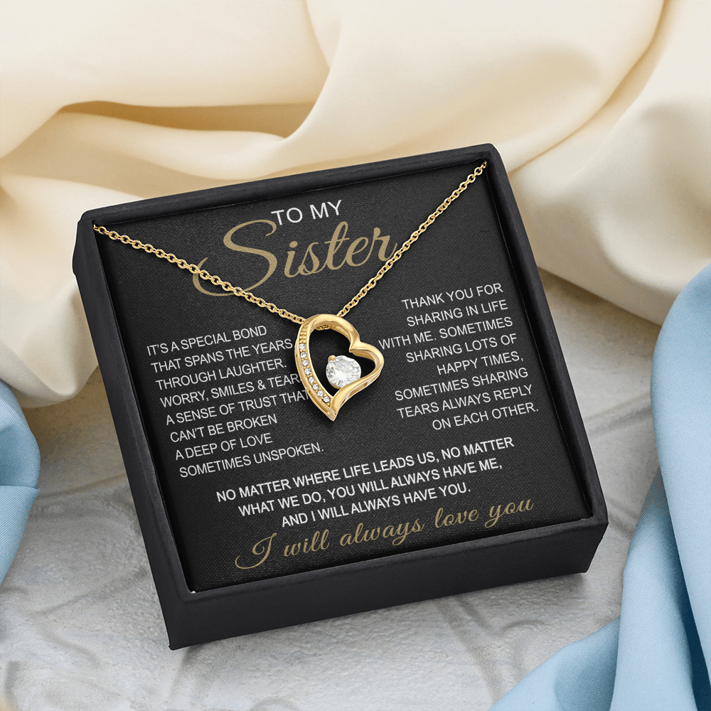 To My Sister Forever Love Necklace Sister Gifts With Heartfelt Message, Sister Gifts From Sister Brother For Birthday
