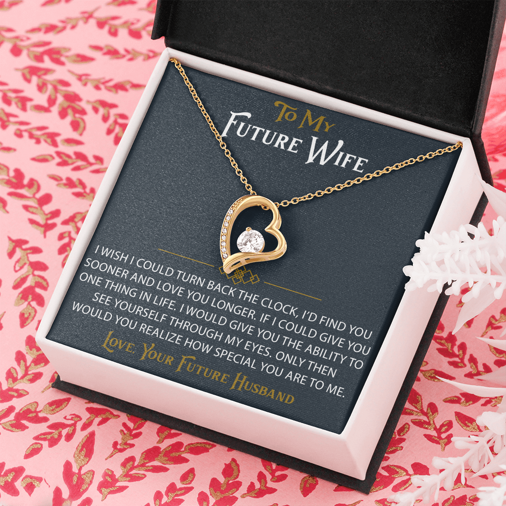 To My Future Wife Forever Love Heart Pendant Necklace Sentimental Gift for Bride (133562991407)