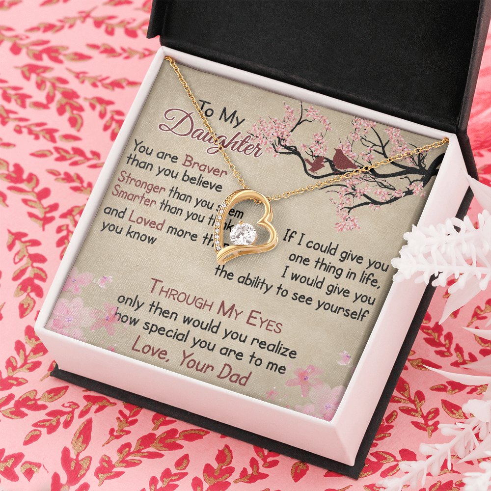 To My Daughter Gift from Dad - Forever Love Necklace for Your Princess, Little Girl Present