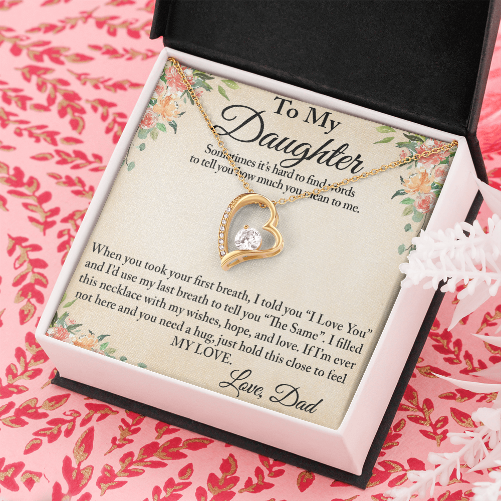 To My Daughter Unique Gift From Dad Forever Love Heart Necklace for Little Girl (134218942827)