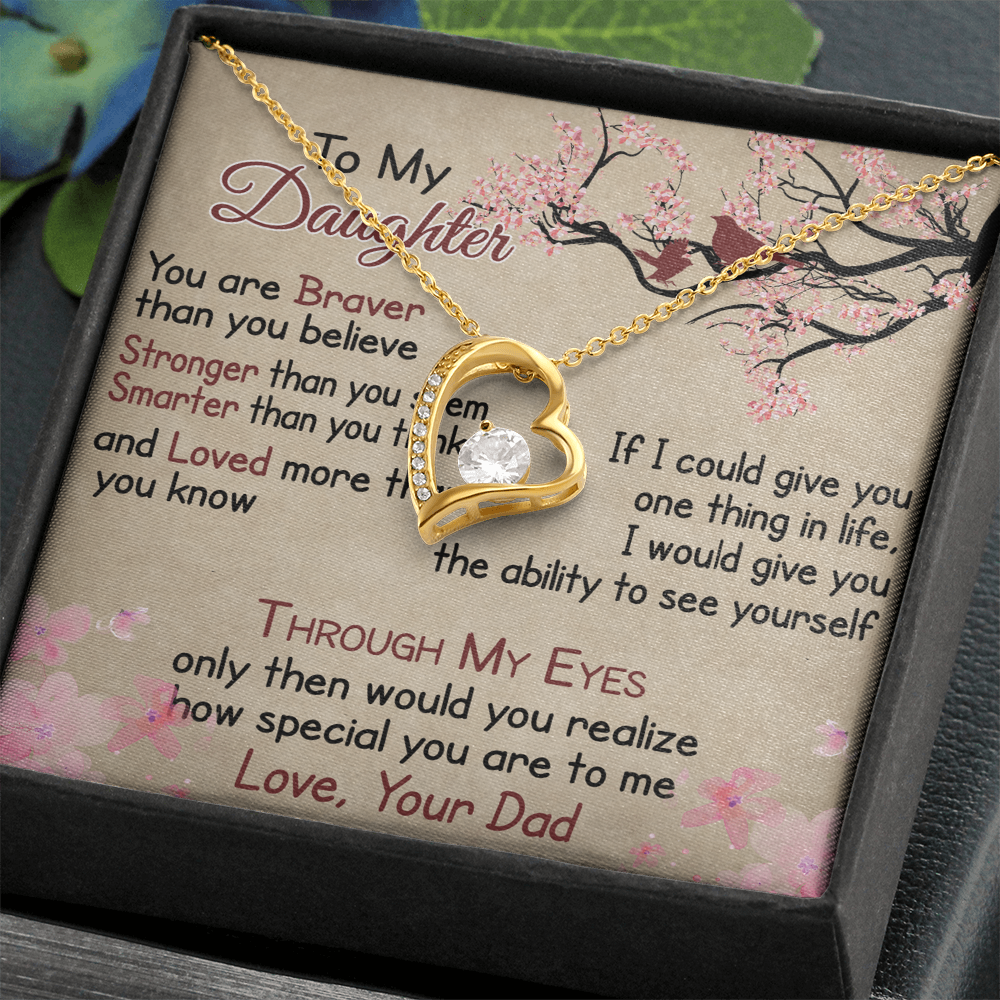 To My Daughter Gift from Dad - Forever Love Necklace for Your Princess, Little Girl Present