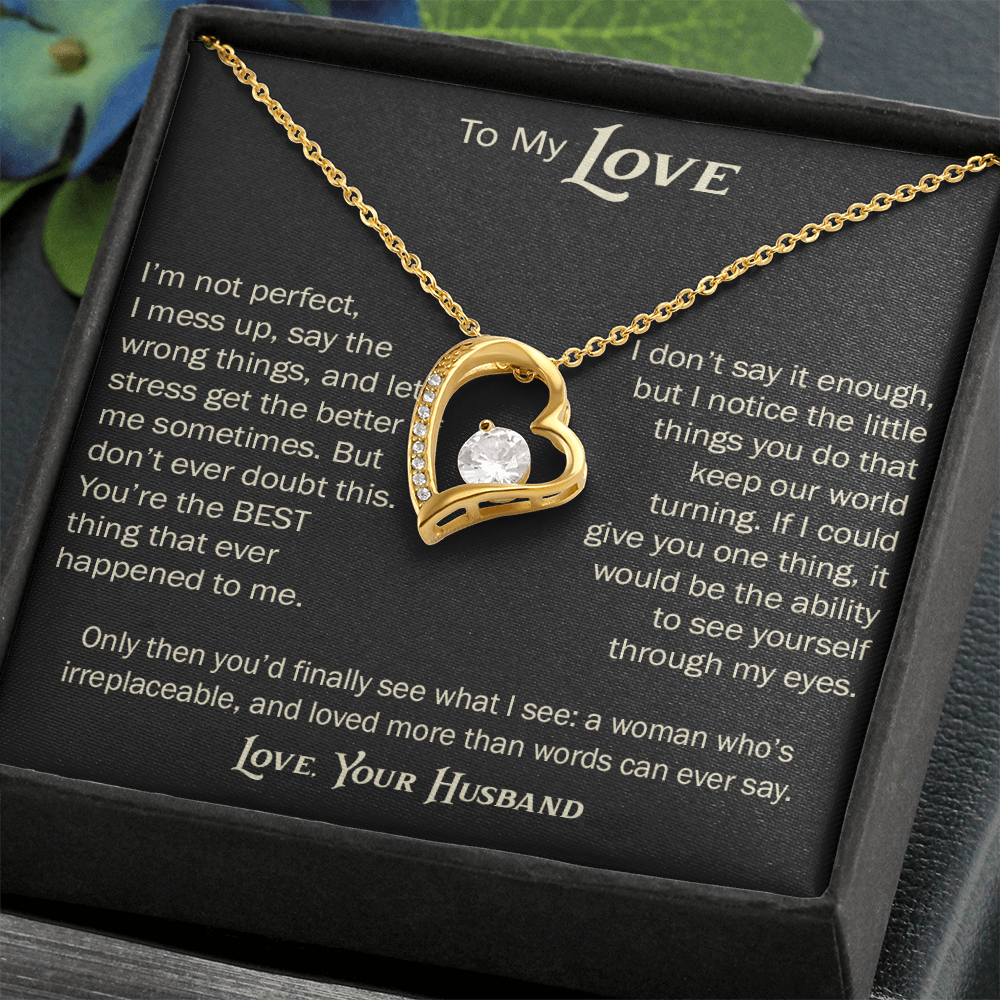 Forever Love Necklace for Wife From Husband, Anniversary Jewelry, Christmas Birthday Present for Her, To My Soulmate Gift