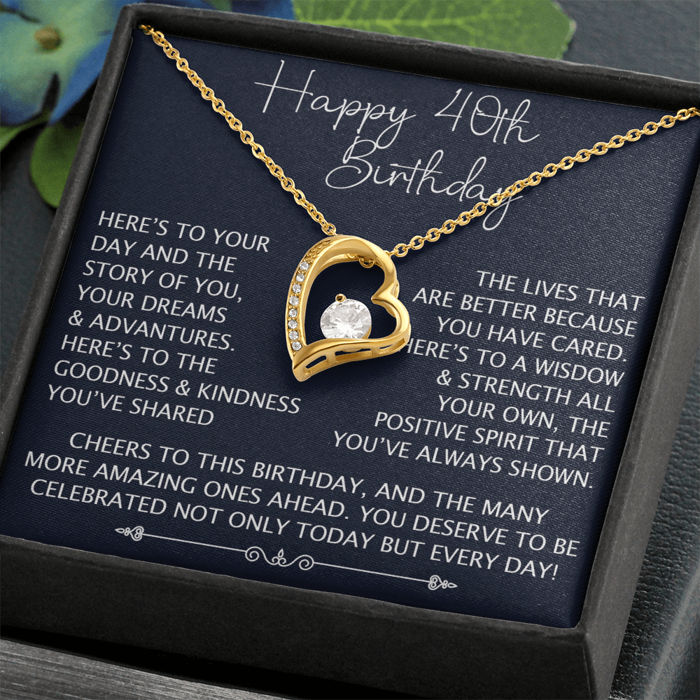 Happy 40th Birthday Gift - Forever Love Unique Necklace for Wife, Daughter, Grandma, Granddaughter, Mom, Women, Christmas, Birthday Gift