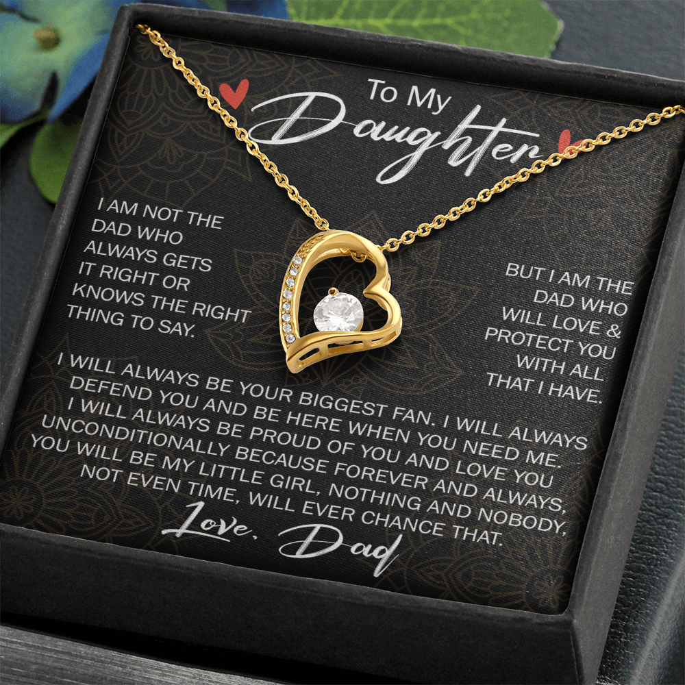 To My Daughter Forever Love Necklace Gift - Family Matching Jewelry for Birthday Back to School, Christmas Eve from Dad Papa, Father