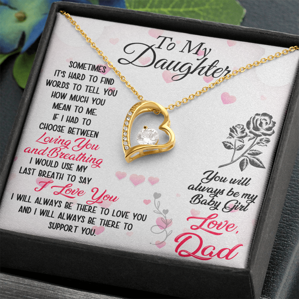 Proud Dad to Daughter Forever Love Necklace Gift for Birthday, Christmas, Back to School, Wedding or any Special Occasions. Best Gift from Father