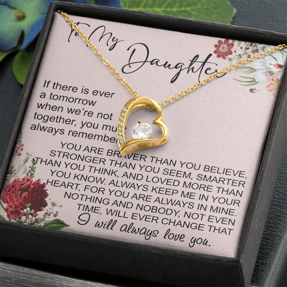 To My Daughter Gift from Dad Mom, Mother In Law, Father In Law - Forever Love Heart Necklace For Little Girl