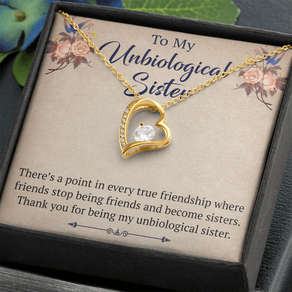 To My Unbiological Sister Forever Love Heart Necklace, Unique Gift for Birthday, Mother's Day, Christmas, or any Special Occasion