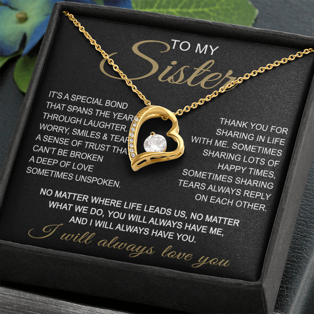 To My Sister Forever Love Necklace Sister Gifts With Heartfelt Message, Sister Gifts From Sister Brother For Birthday