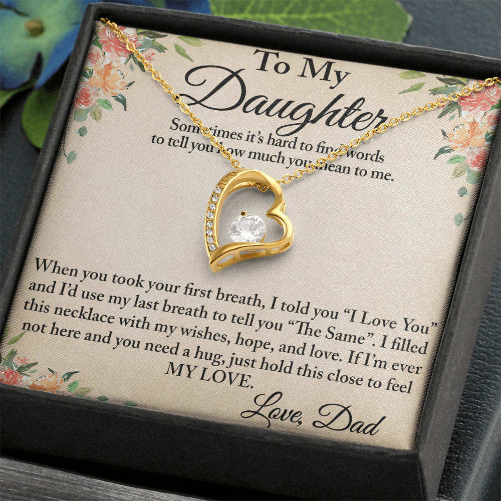 To My Daughter Unique Gift From Dad Forever Love Heart Necklace for Little Girl (134218942827)