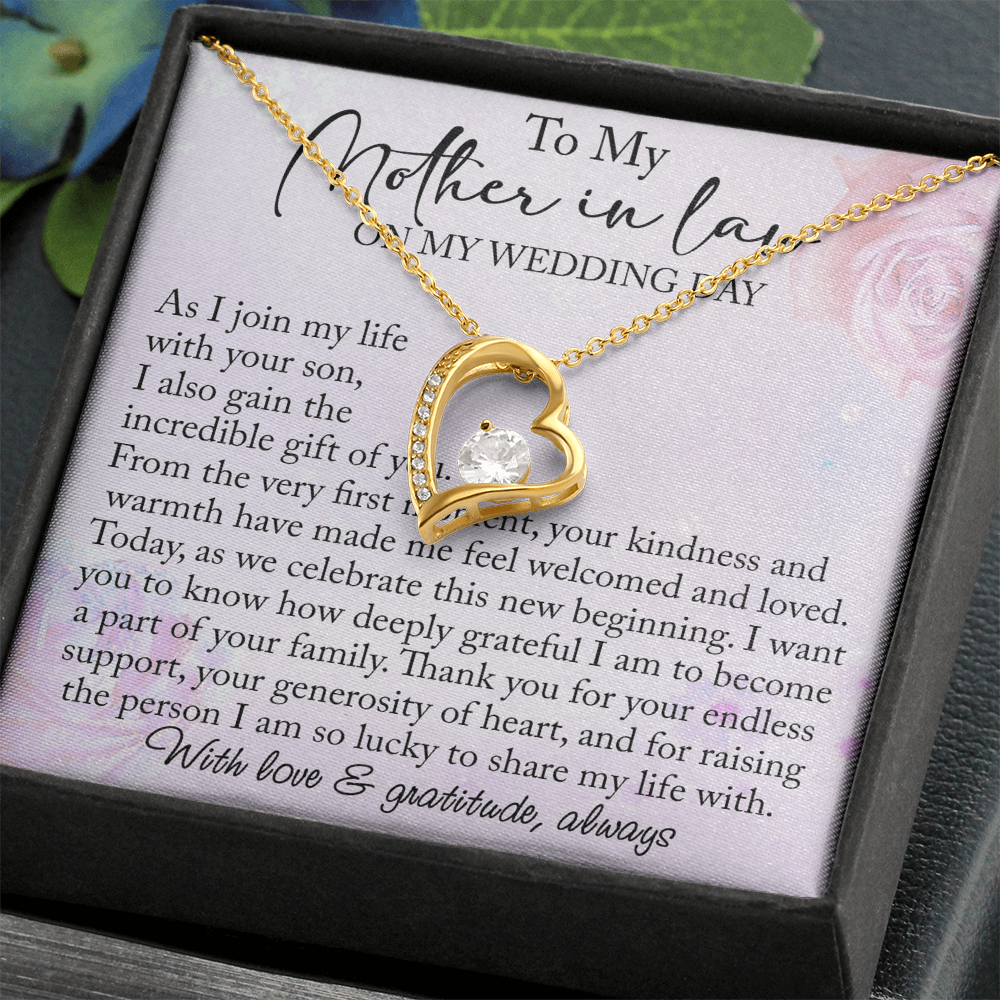 Mother-in-Law Wedding Day Forever Love Heart Necklace, Custom MIL Jewelry, Daughter-in-Law Gift, Personalized Gift From Bride