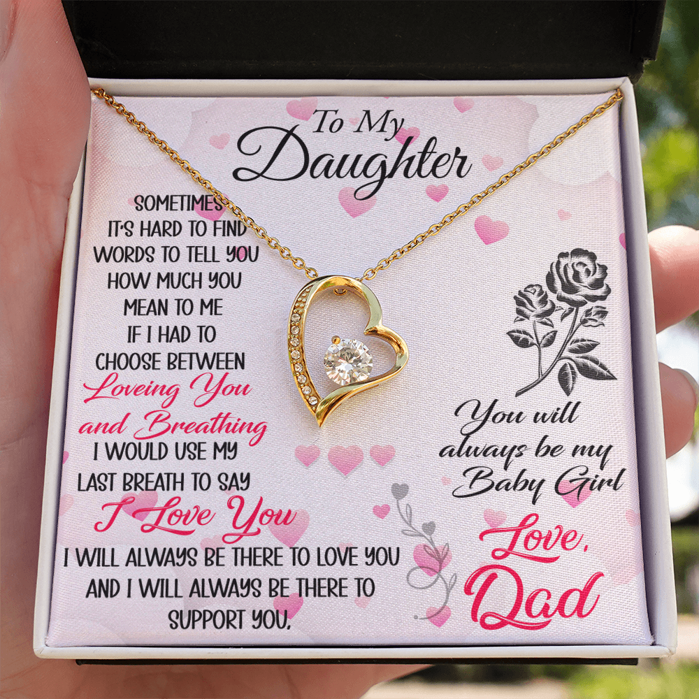 Proud Dad to Daughter Forever Love Necklace Gift for Birthday, Christmas, Back to School, Wedding or any Special Occasions. Best Gift from Father