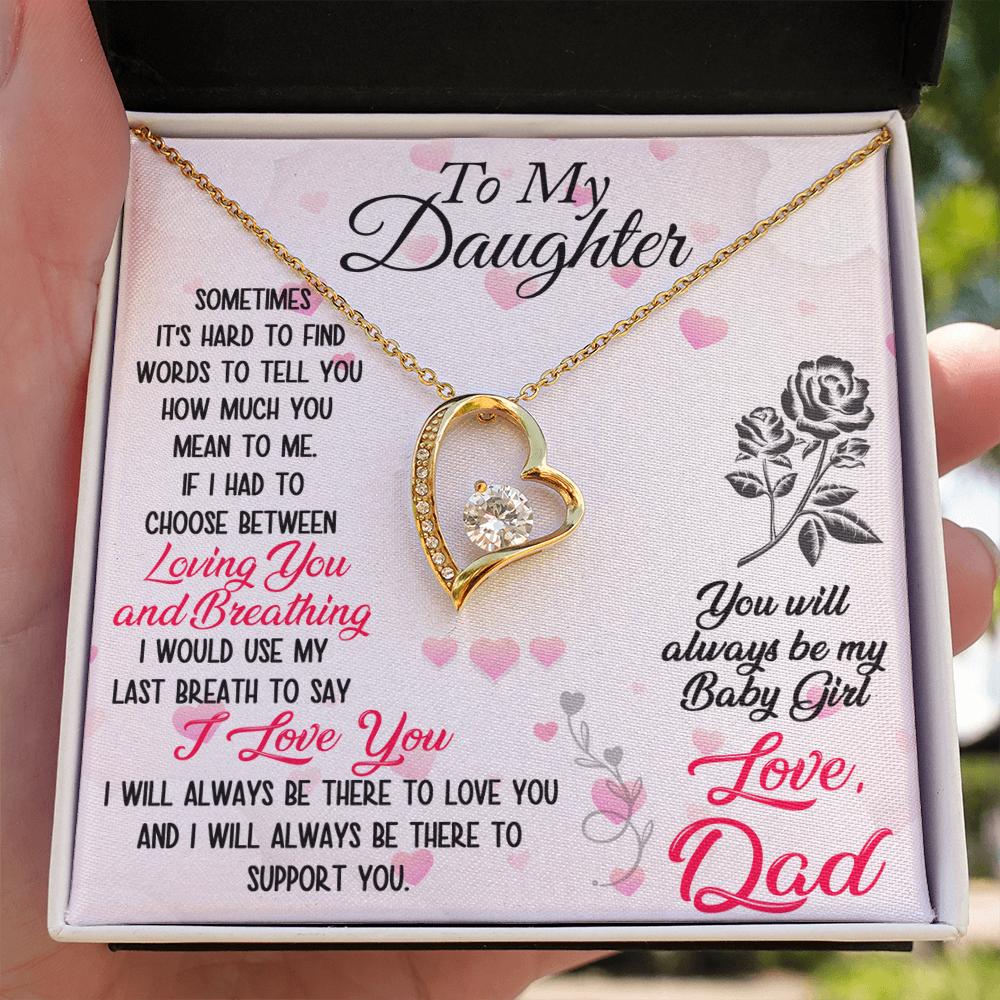 Proud Dad to Daughter Forever Love Necklace Gift for Birthday, Christmas, Back to School, Wedding or any Special Occasions. Best Gift from Father