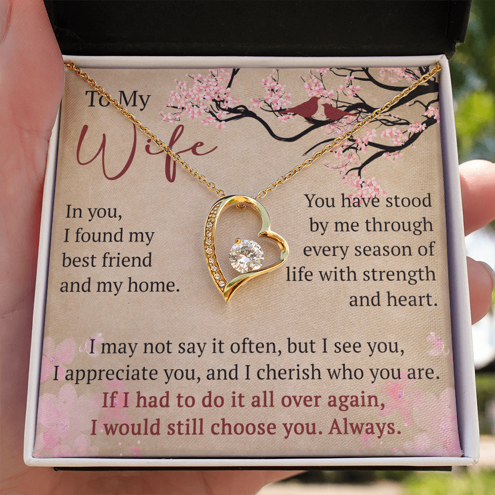 Wife Necklace Anniversary Gift Birthday Present For Her, Forever Love Necklace Romantic Keepsake from Husband