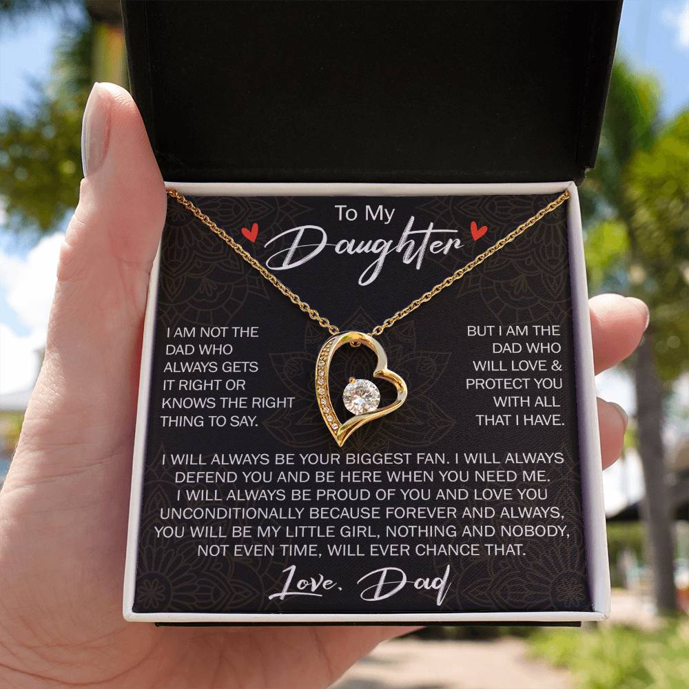 To My Daughter Gift from Dad - Forever Love Necklace for Your Princess, Little Girl Present - Birthday Gift