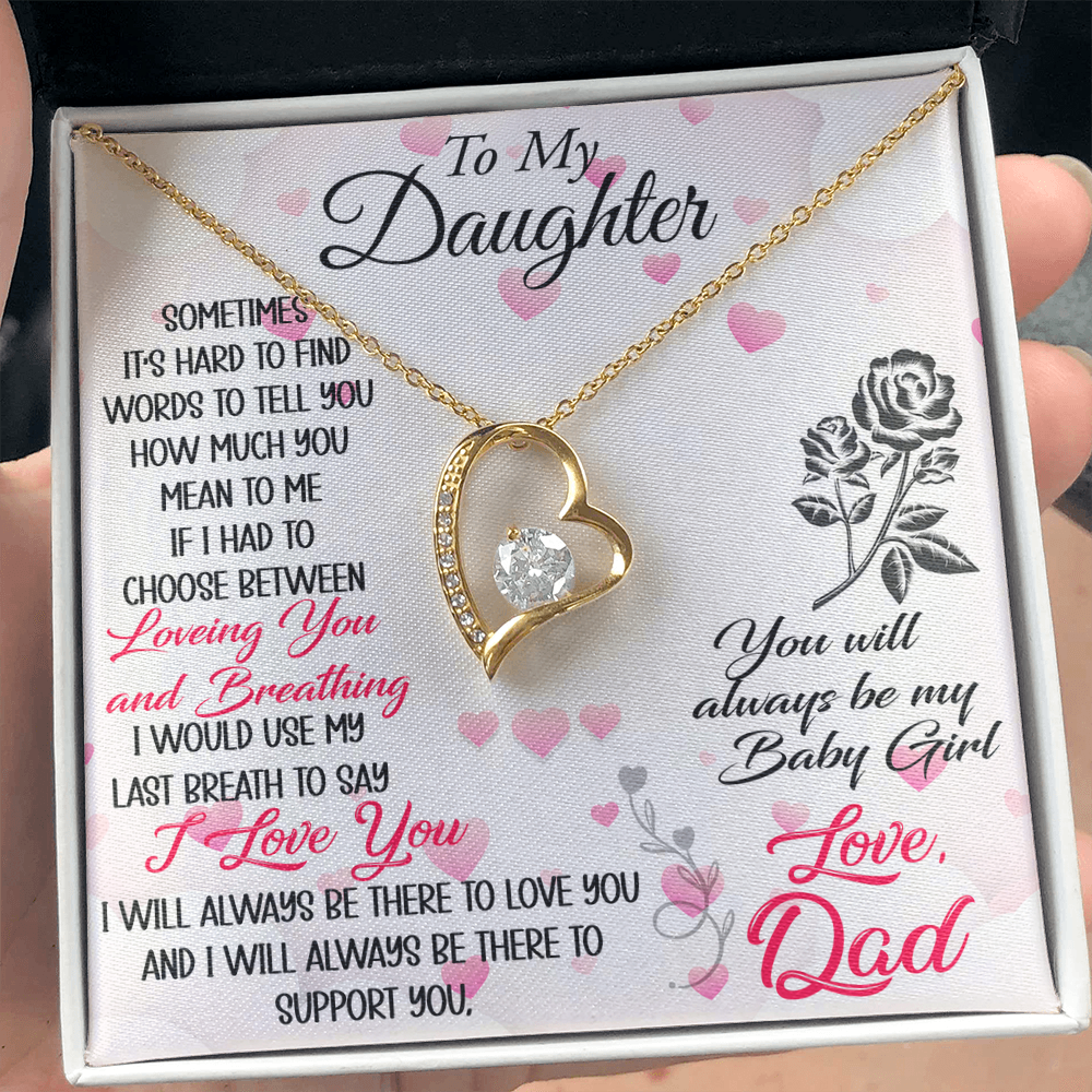 Proud Dad to Daughter Forever Love Necklace Gift for Birthday, Christmas, Back to School, Wedding or any Special Occasions. Best Gift from Father
