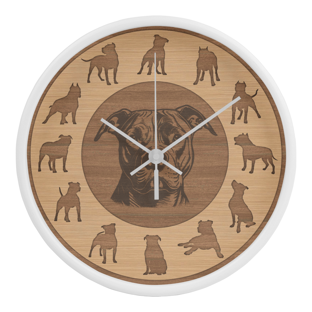 Perfect Wood Frame 10" Wall Clock - Great Gift for Pitbull Lover Animal Pet Rescuers, Mother Day, Father Day or Any Special Occasion.