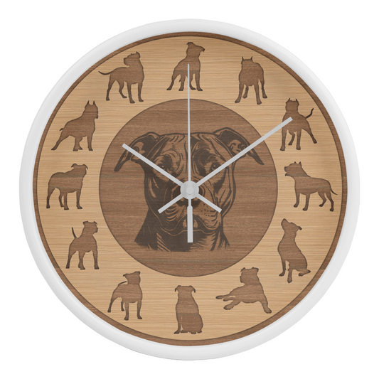 Perfect Wood Frame 10" Wall Clock - Great Gift for Pitbull Lover Animal Pet Rescuers, Mother Day, Father Day or Any Special Occasion.