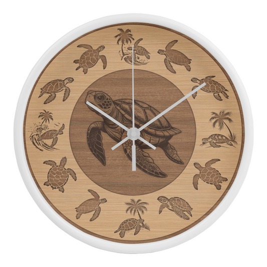 Wooden Sea Turtle Wall Clock - Rustic Wall Art, 10in Quartz, Turtle Lover Gift, Coastal Decor, Ocean Accent