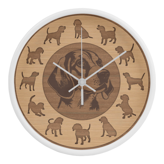 Wood Frame Beagle Wall Clock - Minimalist Silhouette, 10 Inch Quartz, Eco-Friendly Dog Gift, Nordic Pet Decor, Mother's Day Gift