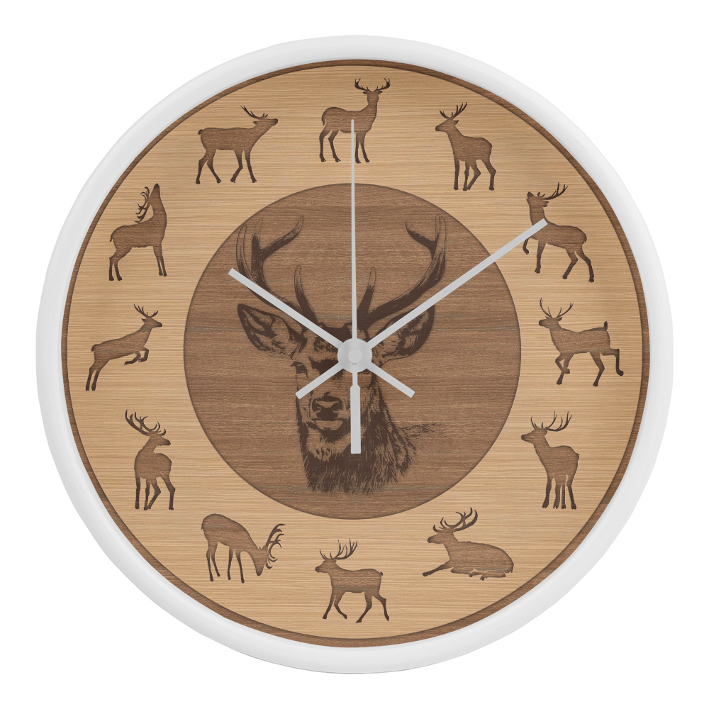 Wooden Frame Deer Wall Clock - Rustic Wall Art, 10in Quartz, Wildlife Gift, Farmhouse Decor, Nature Lover Cabin Accent for Home