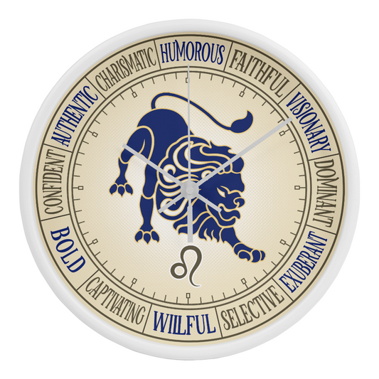 Leo Wood Frame 10” Wall Clock - Astrology Wall Art, Leo Lover Gift, Zodiac Decor, Leo Zodiac Art