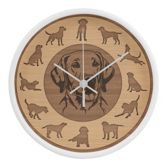 Wooden Labrador Wall Clock - Rustic Brown Silhouette, 10 Inch Quartz, Handmade Dog Owner Gift, Farmhouse Pet Decor, Silent Clock Art"