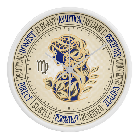 Virgo Wall Clock – Printed Zodiac Silhouette Art, Gift for Astrology Lovers, Celestial Home Decor, 10” Clock