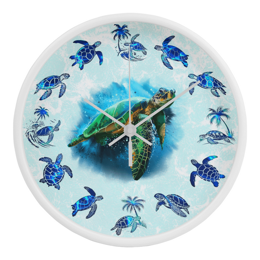 Wooden Sea Turtle Wall Clock - Rustic Wall Art, 10in Quartz, Turtle Lover Gift, Coastal Decor, Ocean Accent