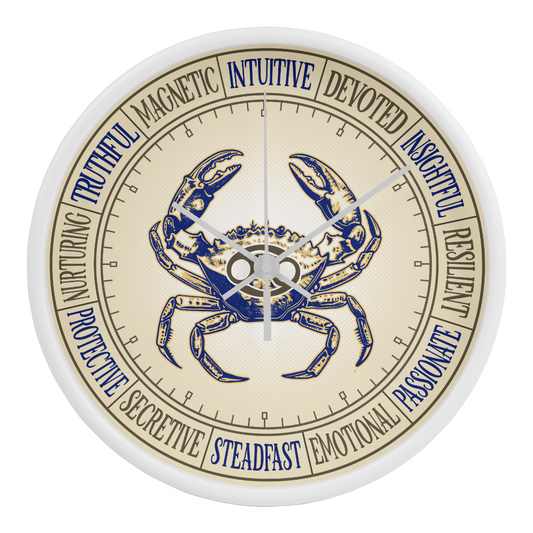 Cancer Wall Clock – Zodiac Decor, Astrology Gift, Cancer Zodiac Art, Horoscope Wall Art