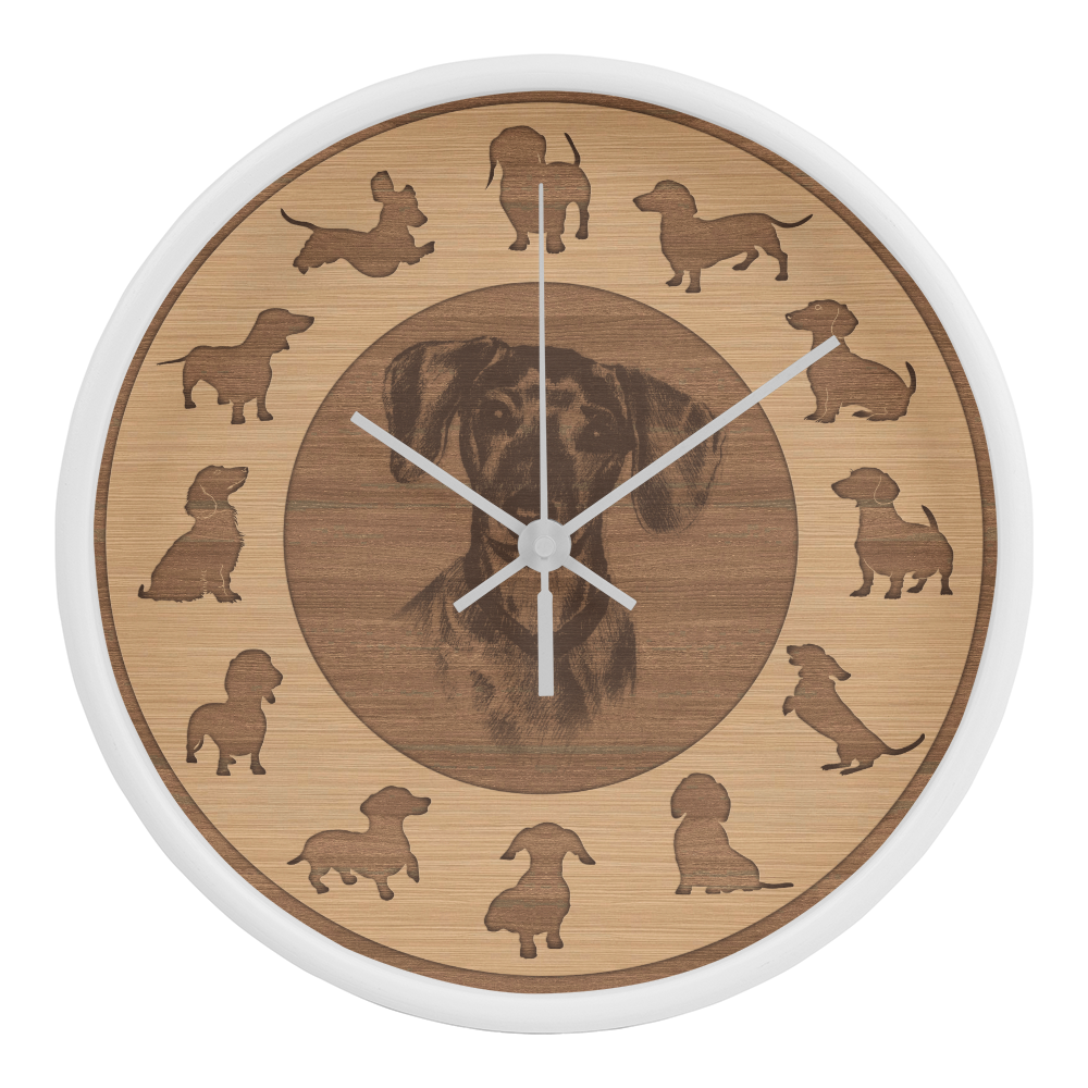 Wooden Dachshund Wall Clock - Rustic Wall Art, 10in Quartz, Dog Lover Gift, Farmhouse Decor, Cute Pet Accent